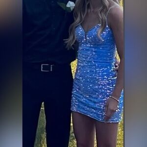 Sparkling Blue homecoming Sequin Dress